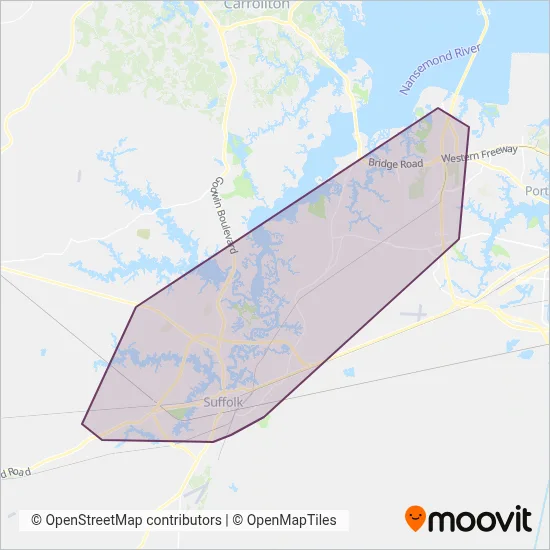 Suffolk Transit coverage area map