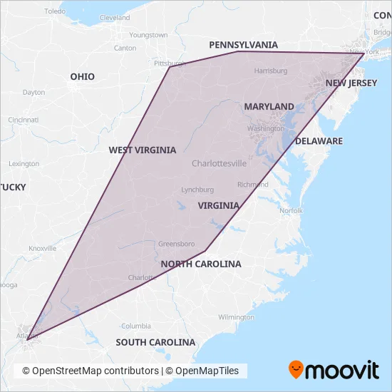 Megabus coverage area map