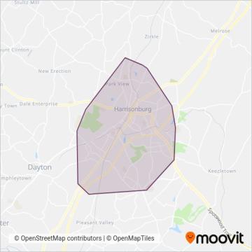 City of Harrisonburg Department of Public Transportation (HDPT) coverage area map