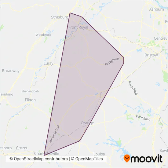 Virginia Regional Transit coverage area map