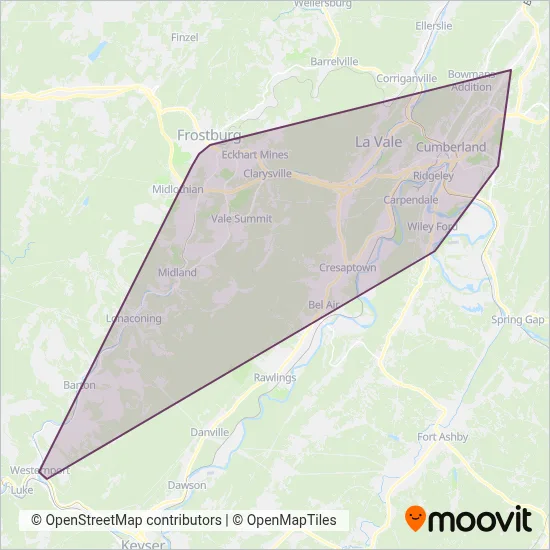 Allegany Fixed Bus coverage area map