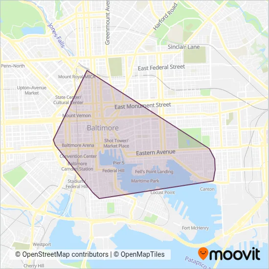 University of Maryland Shuttle coverage area map