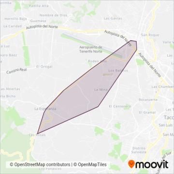 Mapa del área de cobertura de Transportes La Esperanza