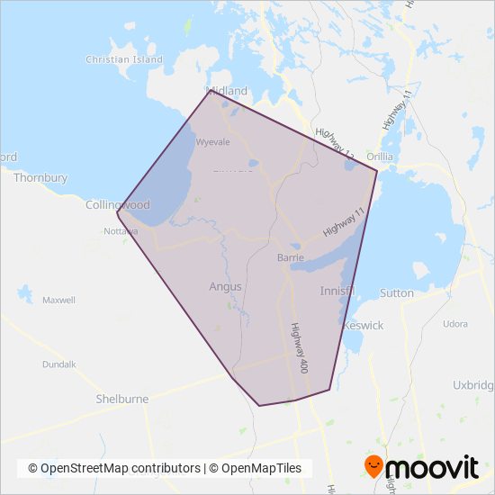 Simcoe County Linx coverage area map