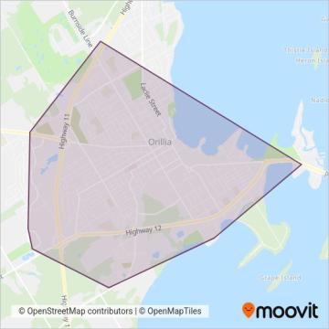 Orillia Transit coverage area map