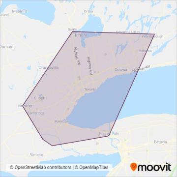 GO Transit (Bus) coverage area map