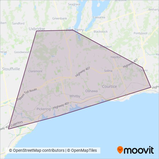 Durham Region Transit coverage area map