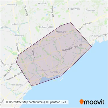 TTC (Bus) coverage area map