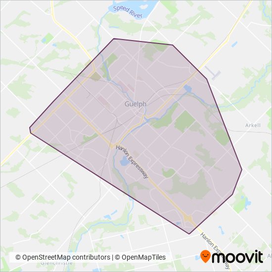 Guelph Transit coverage area map