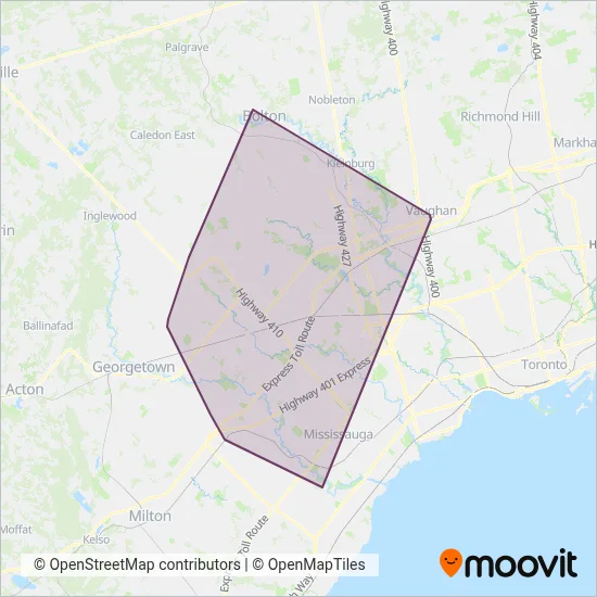 Carte de la zone de couverture de BT