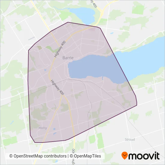 Carte de la zone de couverture de Barrie Transit