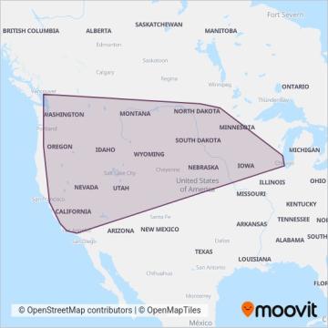 Amtrak coverage area map