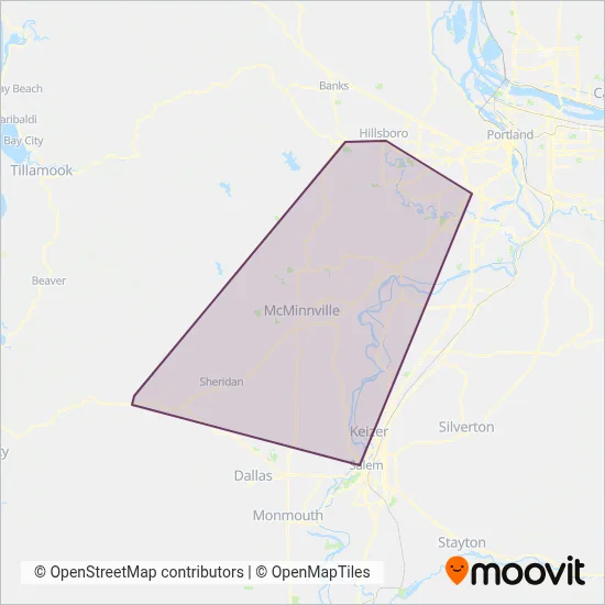 Yamhill County Transit Area coverage area map