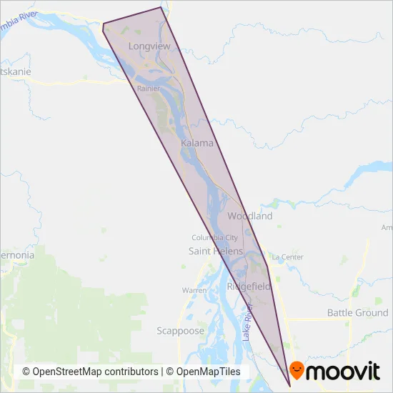 Mapa del área de cobertura de RiverCities Transit