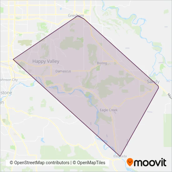 Mapa del área de cobertura de Sandy Area Metro