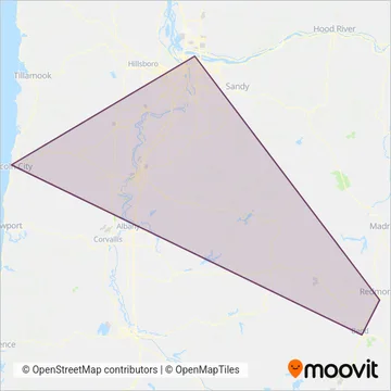 Pacific Crest Bus Lines coverage area map