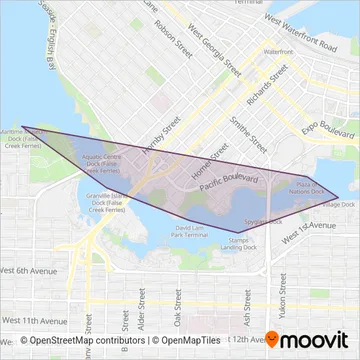 False Creek Ferries coverage area map