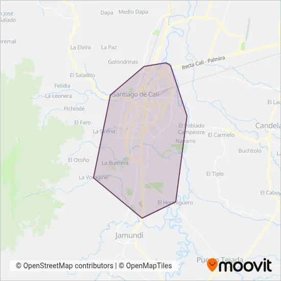 Metro Cali (Bus) coverage area map