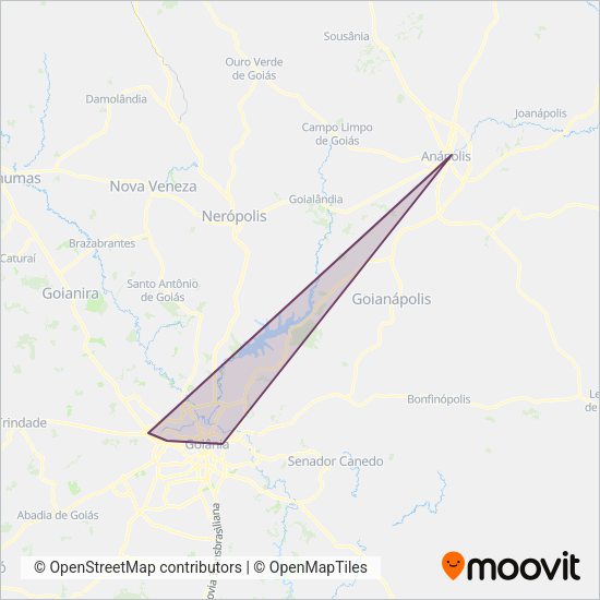 Mapa da área de cobertura da Viação Araguarina