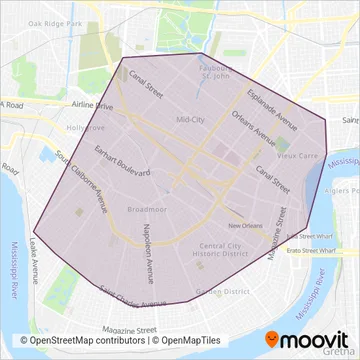 New Orleans Regional Transit Authority coverage area map
