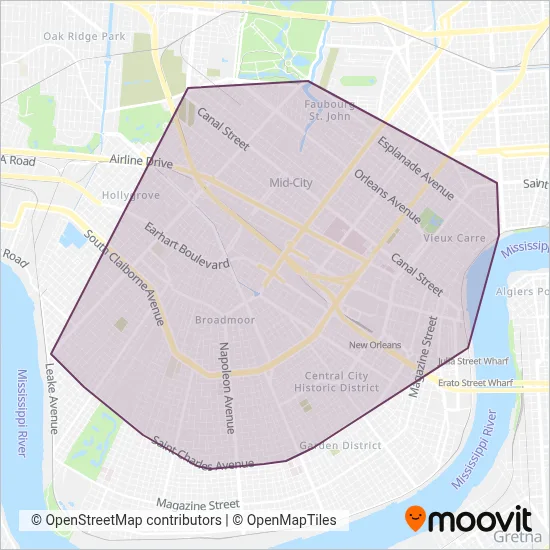 New Orleans Regional Transit Authority coverage area map