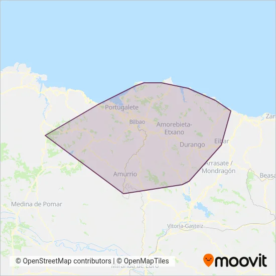 Bizkaibus coverage area map