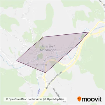 Cobertura del mapa de Lurraldebus Urbano De Arrasate