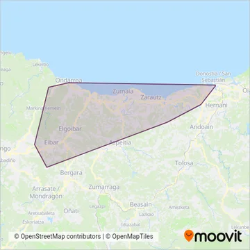 Lurraldebus Euskotren coverage area map