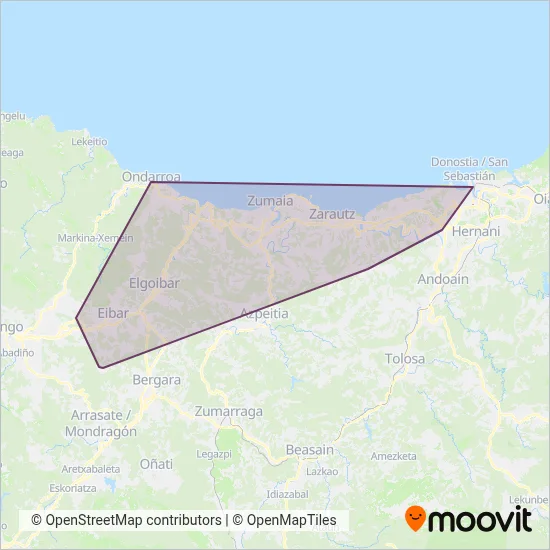 Cobertura del mapa de Lurraldebus Euskotren