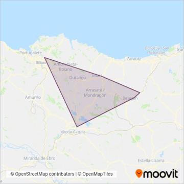 Mapa del área de cobertura de Lurraldebus Transportes Pesa S.a.