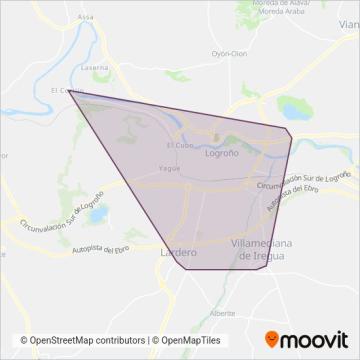 Mapa del área de cobertura de Autobuses Logroño