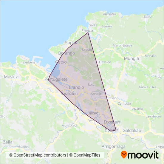 Metro Bilbao coverage area map