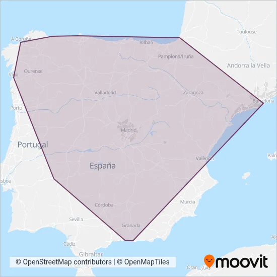 Mapa del área de cobertura de ALSA