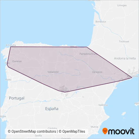 RENFE coverage area map