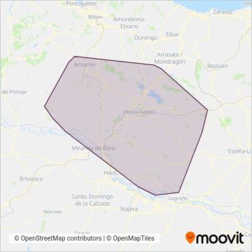 Transporte Comarcal coverage area map