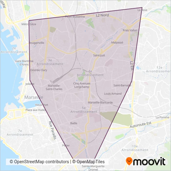 Marseille (Subway) coverage area map