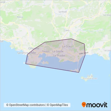 Réseau Mistral (Bus) coverage area map