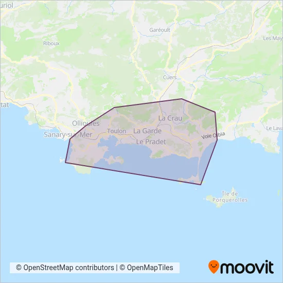 Réseau Mistral (Bus) coverage area map