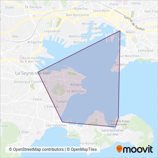 Réseau Mistral (Ferry) coverage area map