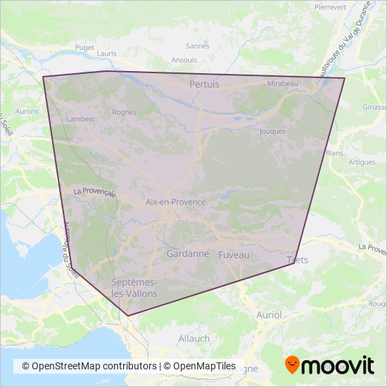 Carte de la zone de couverture de Pays d Aix Mobilite