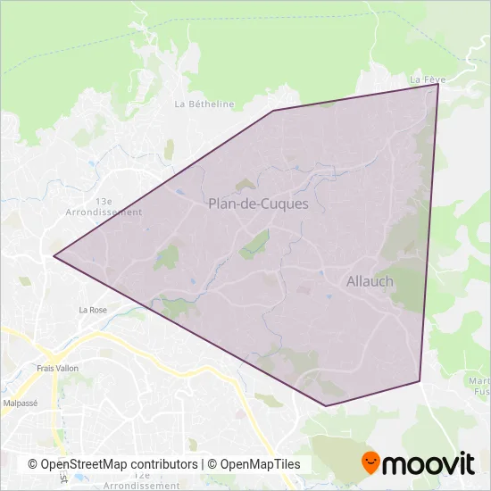 Les bus des Collines coverage area map