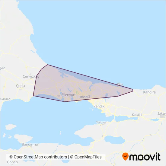 İETT BÖLGESEL HATLAR coverage area map