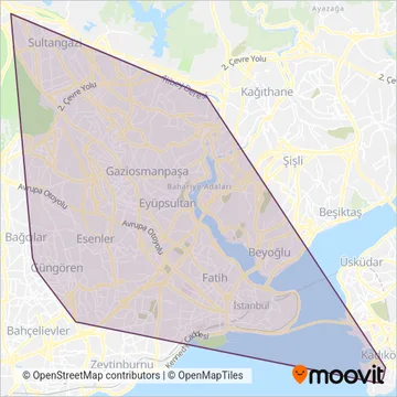Metro İstanbul (Tram) coverage area map
