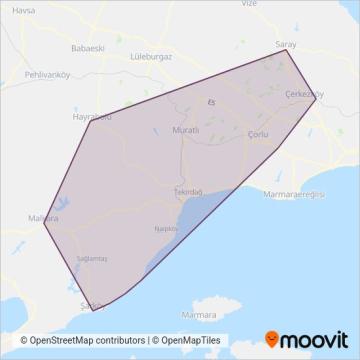 Tekirdağ Büyükşehir Belediyesi coverage area map