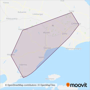 Tekirdağ Büyükşehir Belediyesi coverage area map