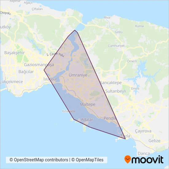 Şehir Hatları coverage area map