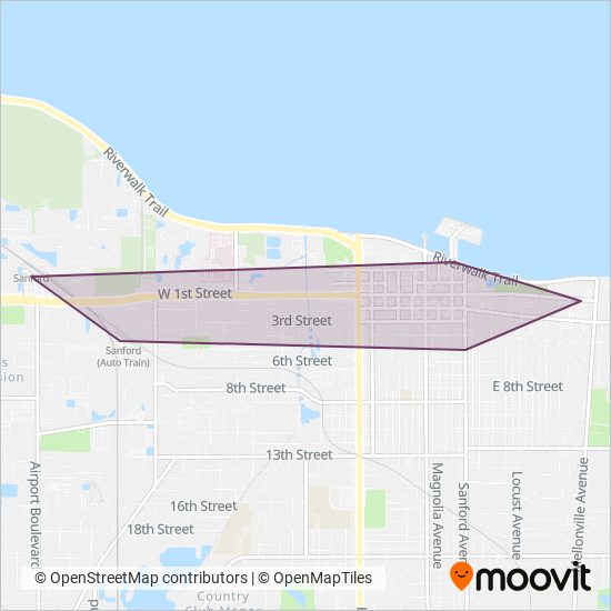 Mapa del área de cobertura de Sanford Community Redevelopment Agency
