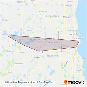 Waukesha County Transit coverage area map