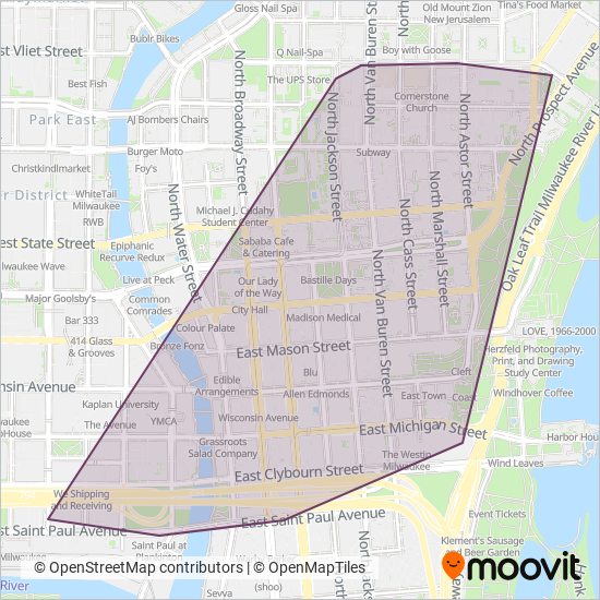 Mapa del área de cobertura de City of Milwaukee