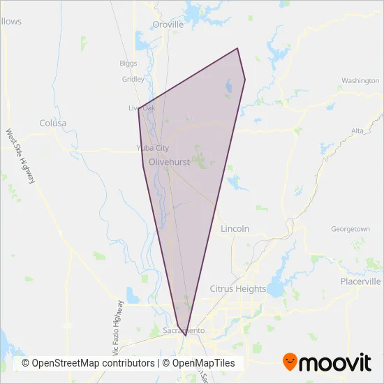 Yuba-Sutter Transit coverage area map